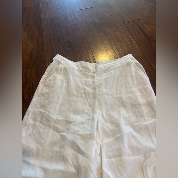 Free People Pull On High Rise Wide Leg Linen Blend Pant Size Large White - Picture 3 of 5